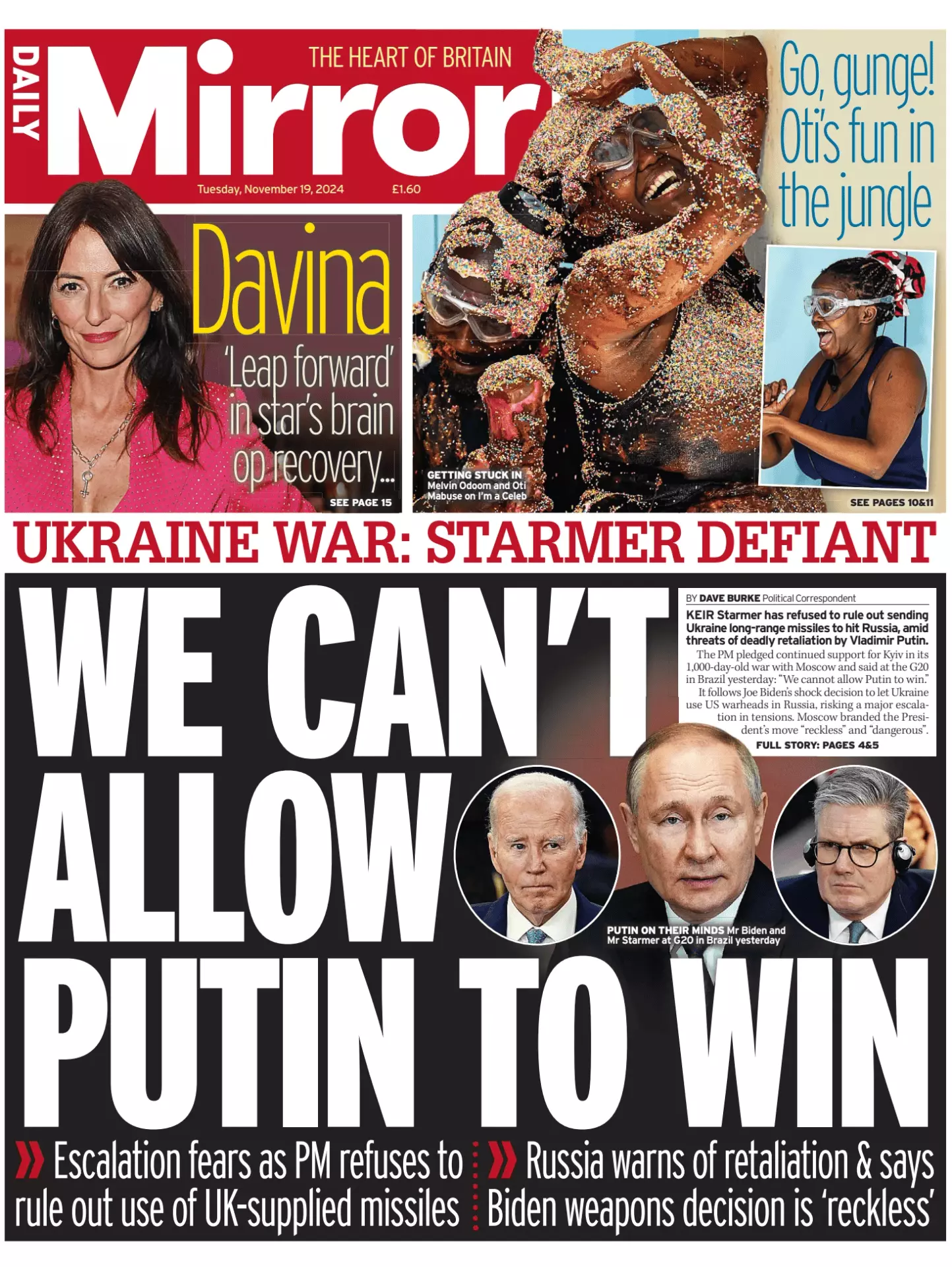 Prima-pagina-Daily Mirror-edizione-di-oggi-19-11-2024